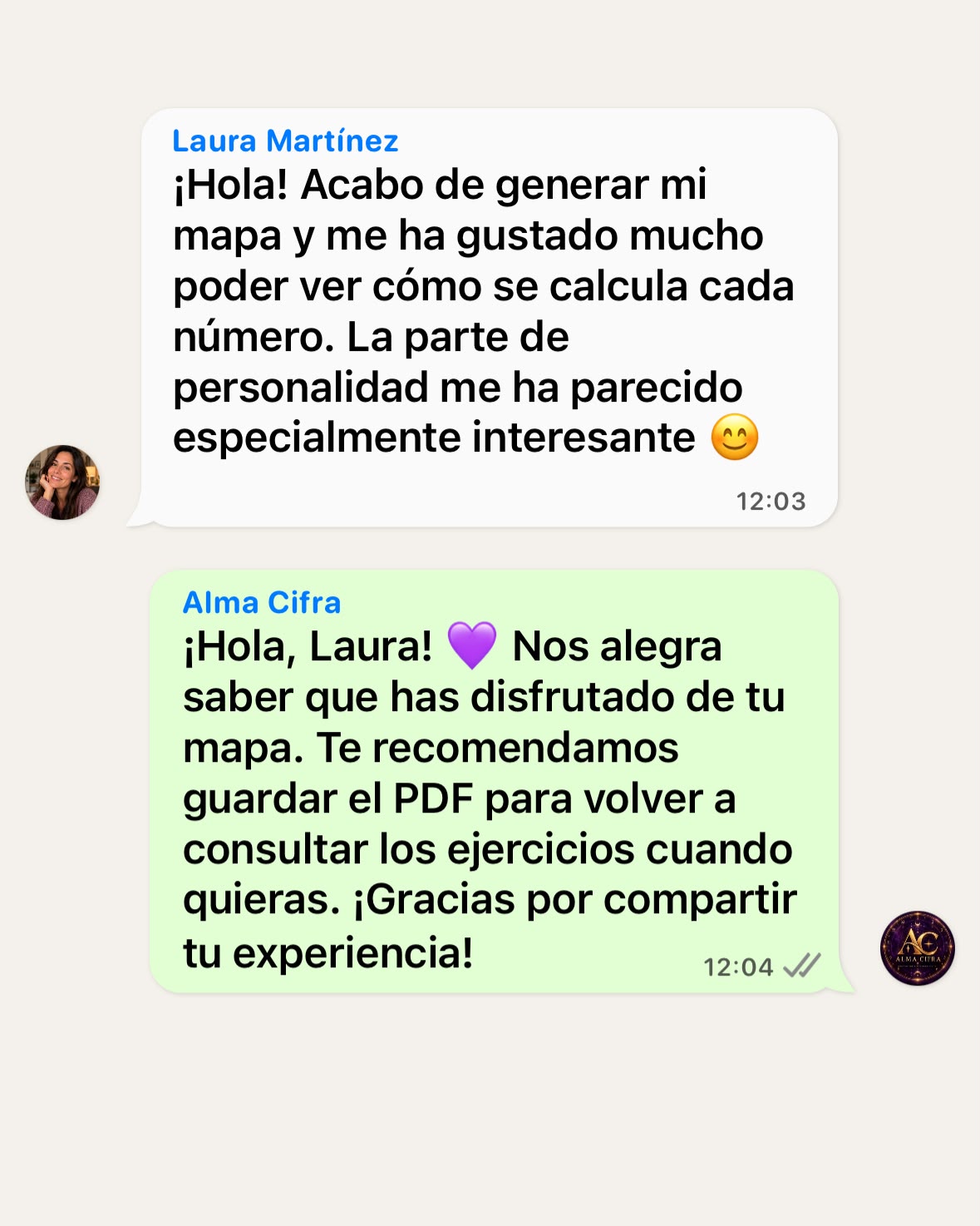 Conversación de WhatsApp ilustrativa: Explora tu personalidad
